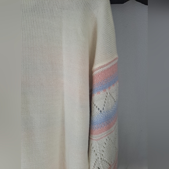 NWT Vintage Cape Cod Sportswear Pastel Pink Green White Metallic Sweater Size M - Picture 3 of 11